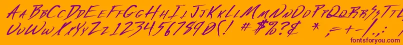 VeckerBoldItalic Font – Purple Fonts on Orange Background