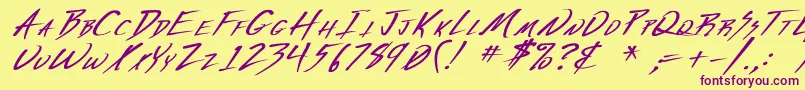 VeckerBoldItalic Font – Purple Fonts on Yellow Background