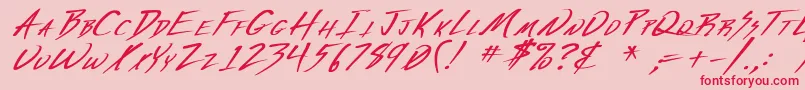 Fonte VeckerBoldItalic – fontes vermelhas em um fundo rosa