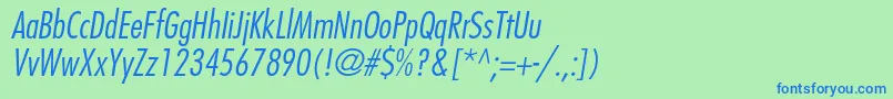 FuturastdCondensedlightobl Font – Blue Fonts on Green Background