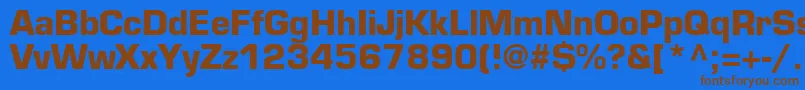 フォントPalindromeBlackSsiBold – 茶色の文字が青い背景にあります。