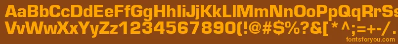 フォントPalindromeBlackSsiBold – オレンジ色の文字が茶色の背景にあります。