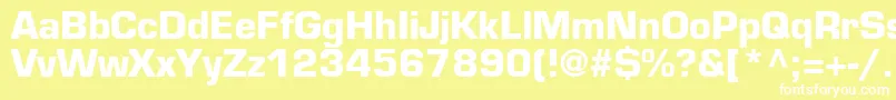 PalindromeBlackSsiBold-Schriftart – Weiße Schriften auf gelbem Hintergrund