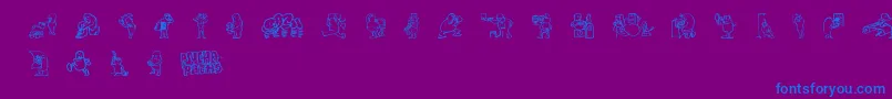 フォントPsychopt – 紫色の背景に青い文字