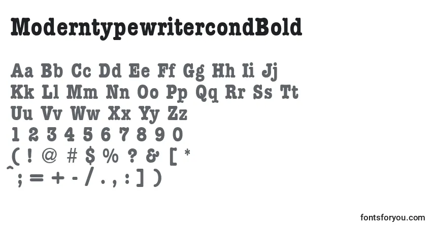 Шрифт ModerntypewritercondBold – алфавит, цифры, специальные символы
