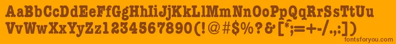 ModerntypewritercondBold-Schriftart – Braune Schriften auf orangefarbenem Hintergrund