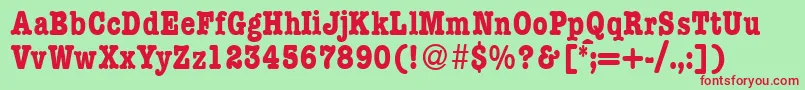 ModerntypewritercondBold Font – Red Fonts on Green Background