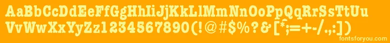Fonte ModerntypewritercondBold – fontes amarelas em um fundo laranja