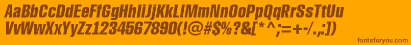 ARubricacnBolditalic-fontti – ruskeat fontit oranssilla taustalla