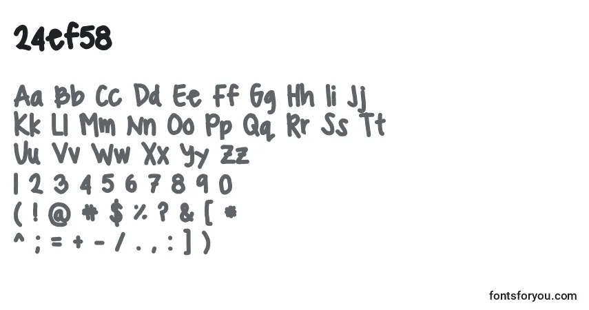 A fonte 24ef58 – alfabeto, números, caracteres especiais