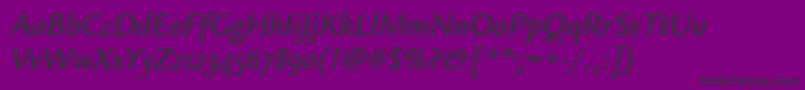 フォントLegacySansMdOsItcTtMedita – 紫の背景に黒い文字