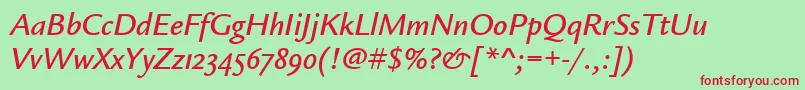LegacySansMdOsItcTtMedita Font – Red Fonts on Green Background