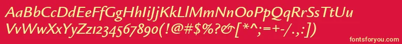 LegacySansMdOsItcTtMedita Font – Yellow Fonts on Red Background