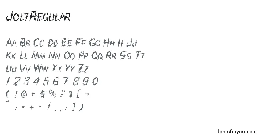 Schriftart JoltRegular – Alphabet, Zahlen, spezielle Symbole
