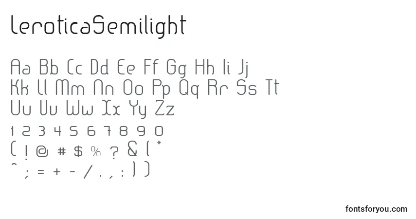 A fonte LeroticaSemilight (77013) – alfabeto, números, caracteres especiais