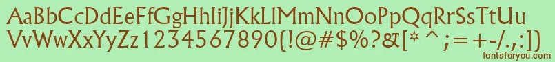 Flareserif821LightBt-fontti – ruskeat fontit vihreällä taustalla