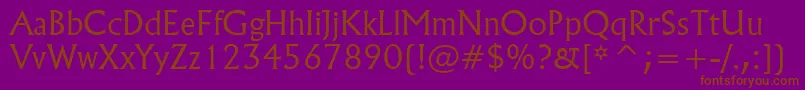フォントFlareserif821LightBt – 紫色の背景に茶色のフォント