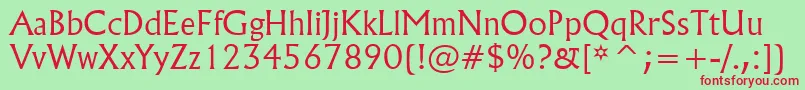 フォントFlareserif821LightBt – 赤い文字の緑の背景