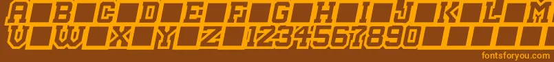 フォントMasterDroid – オレンジ色の文字が茶色の背景にあります。