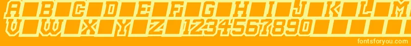MasterDroid-Schriftart – Gelbe Schriften auf orangefarbenem Hintergrund