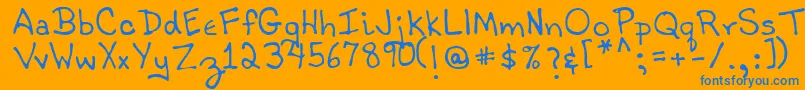 TobyRegular-Schriftart – Blaue Schriften auf orangefarbenem Hintergrund