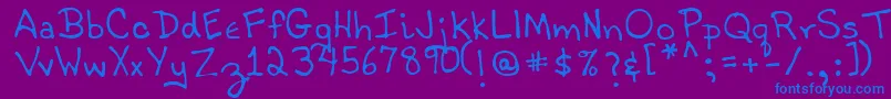 フォントTobyRegular – 紫色の背景に青い文字