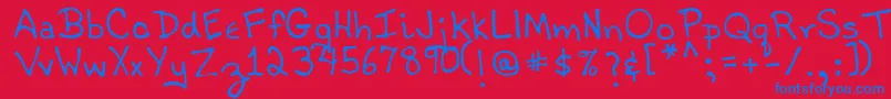 フォントTobyRegular – 赤い背景に青い文字