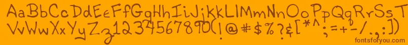 TobyRegular-Schriftart – Braune Schriften auf orangefarbenem Hintergrund