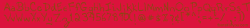 TobyRegular-fontti – ruskeat fontit punaisella taustalla