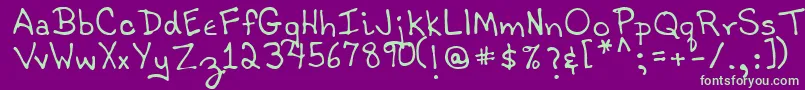 フォントTobyRegular – 紫の背景に緑のフォント