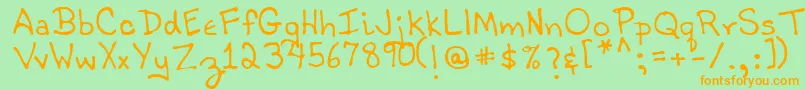 フォントTobyRegular – オレンジの文字が緑の背景にあります。