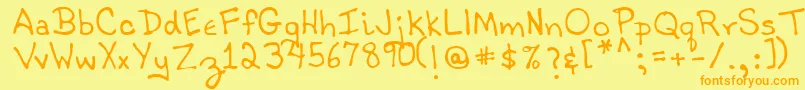 TobyRegular-Schriftart – Orangefarbene Schriften auf gelbem Hintergrund