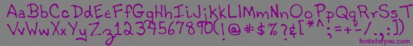 フォントTobyRegular – 紫色のフォント、灰色の背景