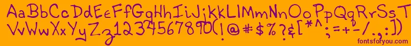TobyRegular-Schriftart – Violette Schriften auf orangefarbenem Hintergrund