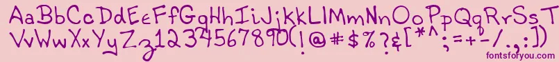 TobyRegular-fontti – violetit fontit vaaleanpunaisella taustalla