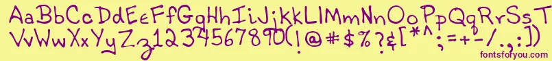 TobyRegular-fontti – violetit fontit keltaisella taustalla