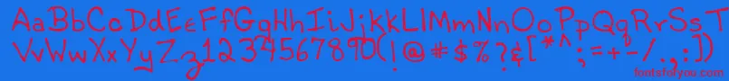 TobyRegular Font – Red Fonts on Blue Background