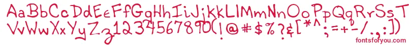 TobyRegular-Schriftart – Rote Schriften auf weißem Hintergrund