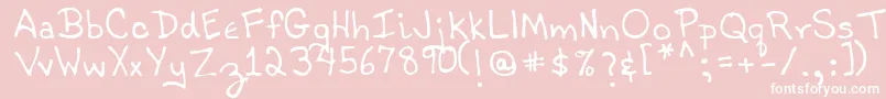 TobyRegular-fontti – valkoiset fontit vaaleanpunaisella taustalla