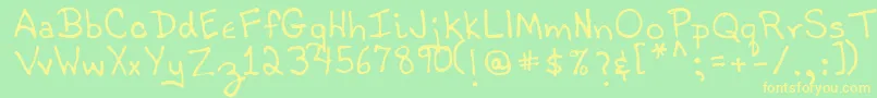 TobyRegular-fontti – keltaiset fontit vihreällä taustalla
