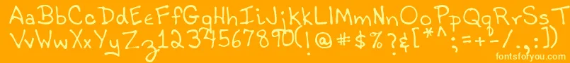 TobyRegular-fontti – keltaiset fontit oranssilla taustalla