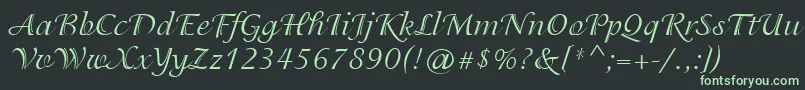 IsadoraCyr Font – Green Fonts on Black Background