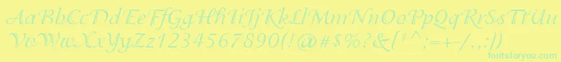 IsadoraCyr Font – Green Fonts on Yellow Background
