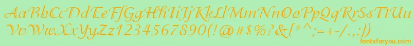 IsadoraCyr Font – Orange Fonts on Green Background