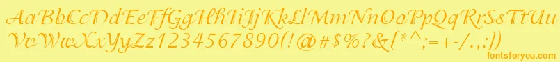 IsadoraCyr-Schriftart – Orangefarbene Schriften auf gelbem Hintergrund