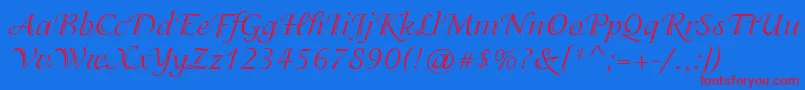Czcionka IsadoraCyr – czerwone czcionki na niebieskim tle