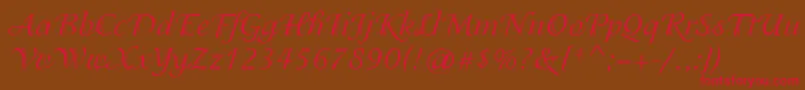 IsadoraCyr-Schriftart – Rote Schriften auf braunem Hintergrund