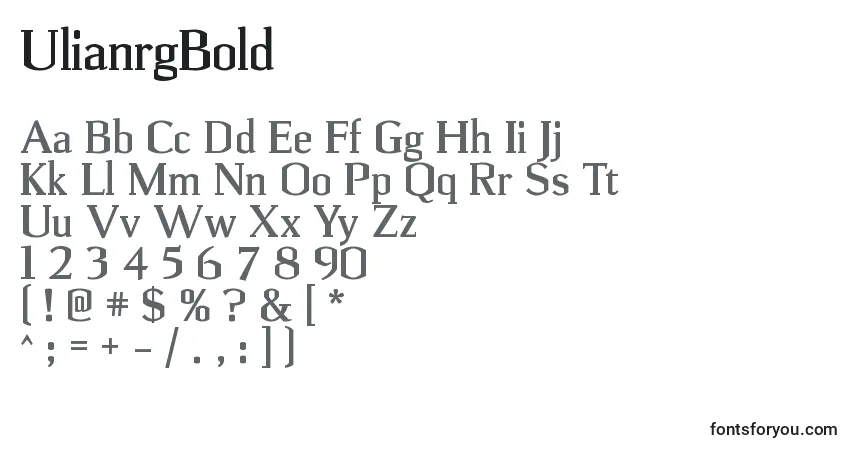 A fonte UlianrgBold – alfabeto, números, caracteres especiais
