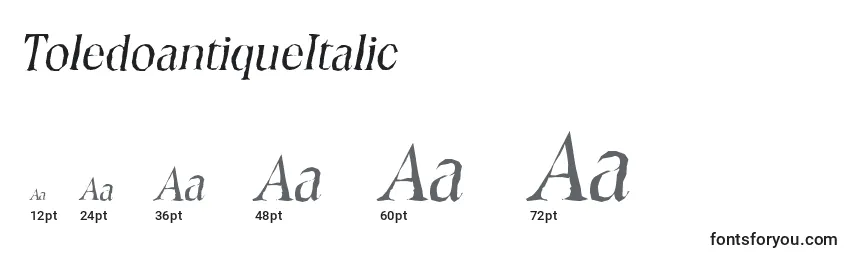 Размеры шрифта ToledoantiqueItalic