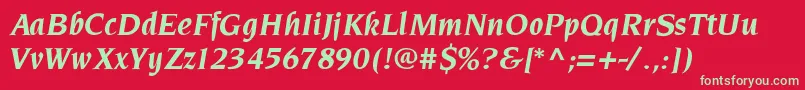 ElegantiaBolditalic Font – Green Fonts on Red Background